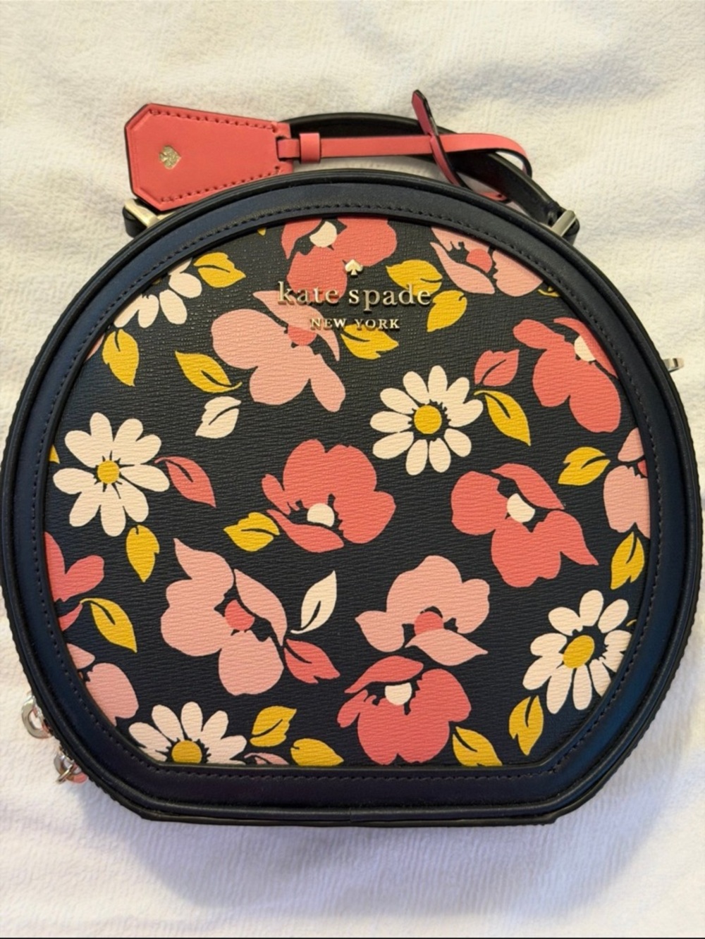 kate spade Navy Floral Round Crossbody with Pink & Yellow Blooms